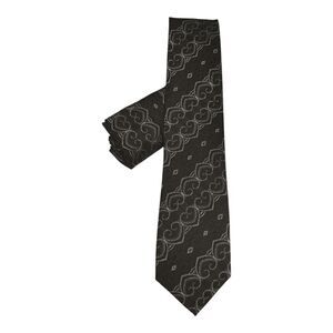 MEN'S FRATELLO TIE & HANKY SET BLACK AND SILVER ABSTRACT PATTERN.